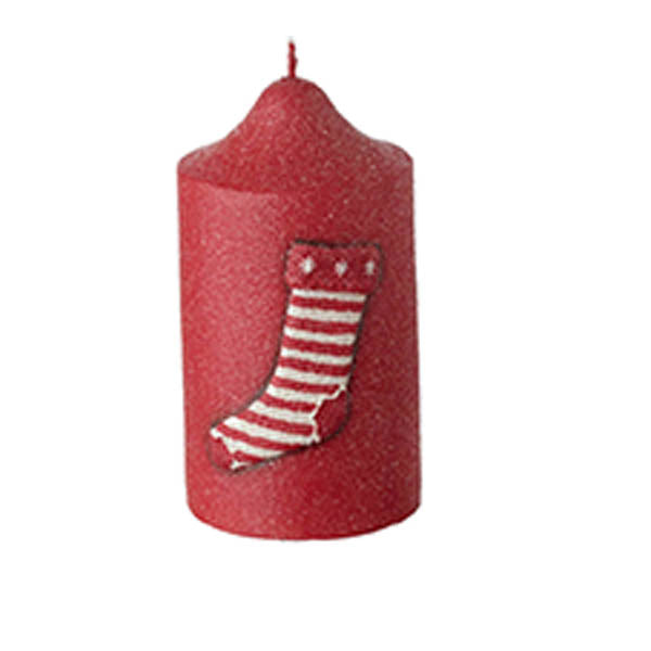 Χριστουγεννιάτικο κερί κόκκινο με κάλτσα του Άγ. Βασίλη
