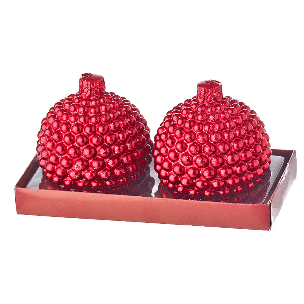 Χριστουγεννιάτικο κερί μπάλα κόκκινο με πέρλες (2 τεμάχια)