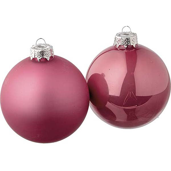 Χριστουγεννιάτικες ροζ γυάλινες μπάλες 6 εκ.(12 τεμάχια)