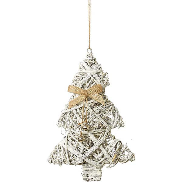 Χριστουγεννιάτικο δεντράκι ξύλινο λευκό κρεμαστό 20x30 εκ.(2 τεμάχια)