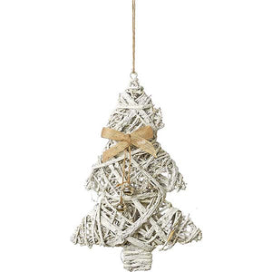 Χριστουγεννιάτικο δεντράκι ξύλινο λευκό κρεμαστό 20x30 εκ.(2 τεμάχια)