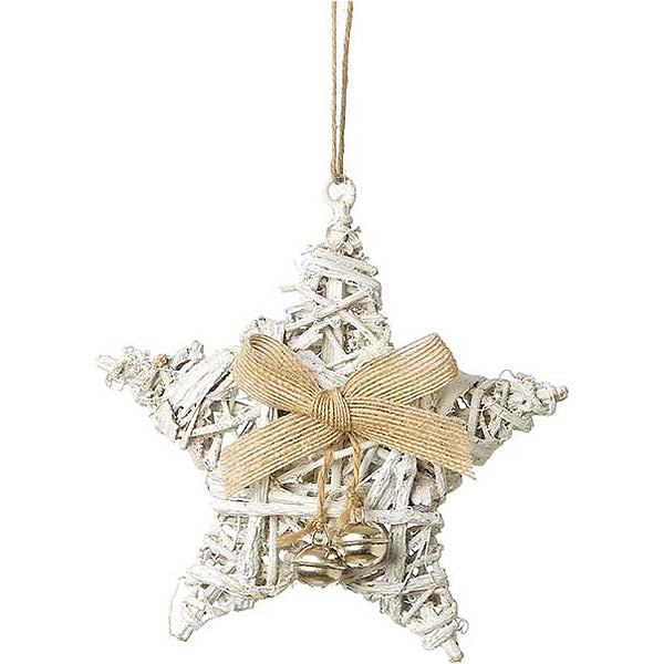 Χριστουγεννιάτικο αστέρι ξύλινο λευκό κρεμαστό  15 εκ.(2 τεμάχια)