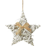 Χριστουγεννιάτικο αστέρι ξύλινο λευκό κρεμαστό  20 εκ.(2 τεμάχια)
