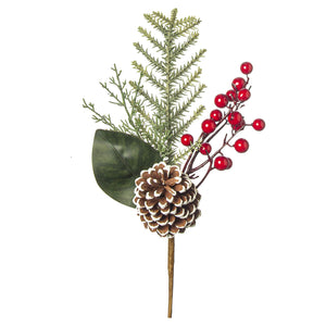 Χριστουγεννιάτικο κλαδί πεύκο με κουκουνάρι-μπιλαλί κόκκινο 46 εκ.