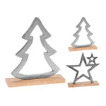 Χριστουγεννιάτικη βάση ξύλινη με δεντράκι και αστεράκι αλουμινίου 16 εκ.(2 τεμάχια)