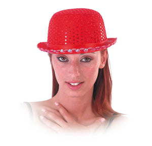 Αποκριάτικο Αξεσουάρ Καπέλο Σαρλώ Κόκκινο με Πούλιες FF70218