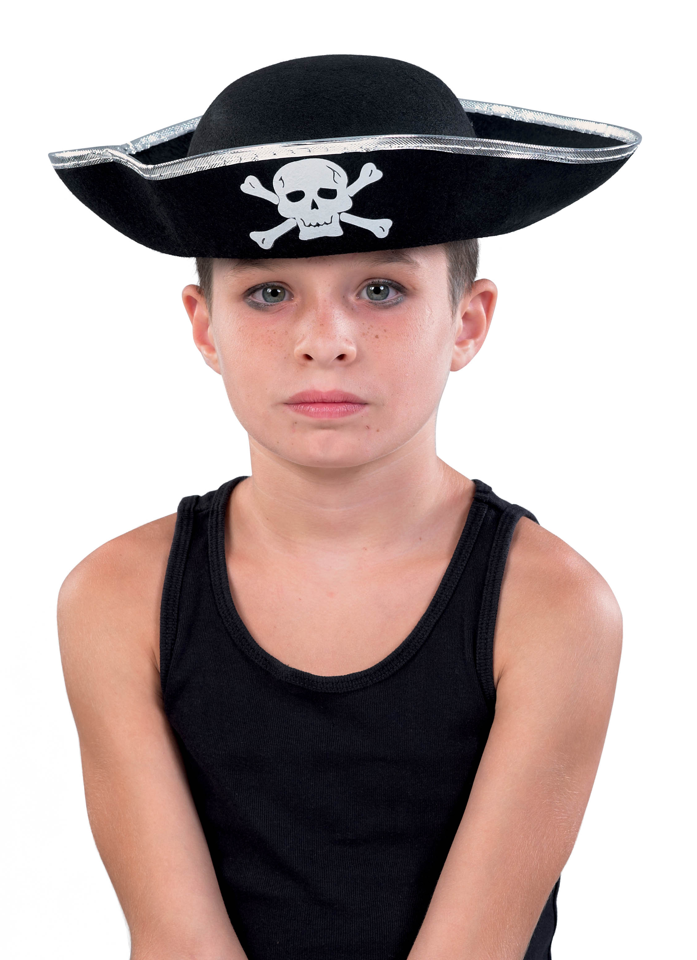 Αποκριάτικο Αξεσουάρ Καπέλο πειρατή  ασημί FF80677