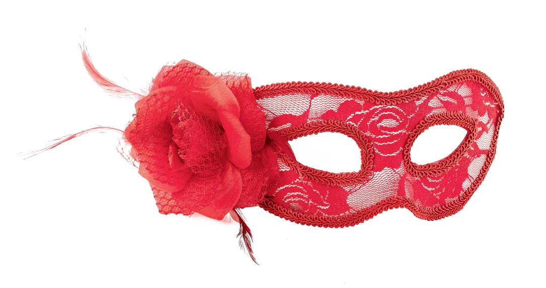 Αποκριάτικο Αξεσουάρ Μάσκα με λουλούδι κόκκινη FF80682