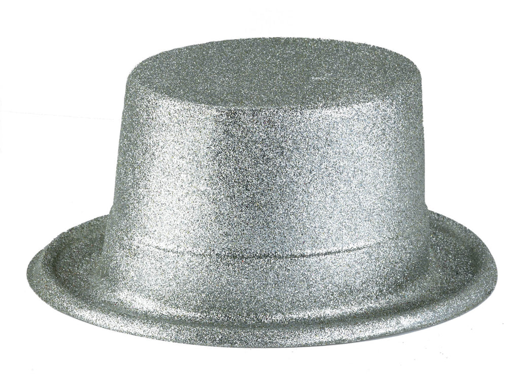Αποκριάτικο Αξεσουάρ Καπέλο ημίψηλο με γκλίτερ ασημί FF80808