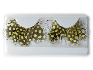 Αποκριάτικο Αξεσουάρ Βλεφαρίδες πουά πουπουλένιες κίτρινες FF80861