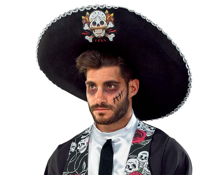Αποκριάτικο Αξεσουάρ Καπέλο Μεξικάνου με νεκροκεφαλές FF81022