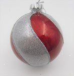 Χριστουγεννιάτικη μπάλα με κόκκινο-ασημί γκλίτερ 12 εκ.